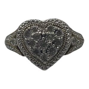 Womens Diamond Heart Engagement Ring Sterling Silver 925 18K GF Ring Size 6.5